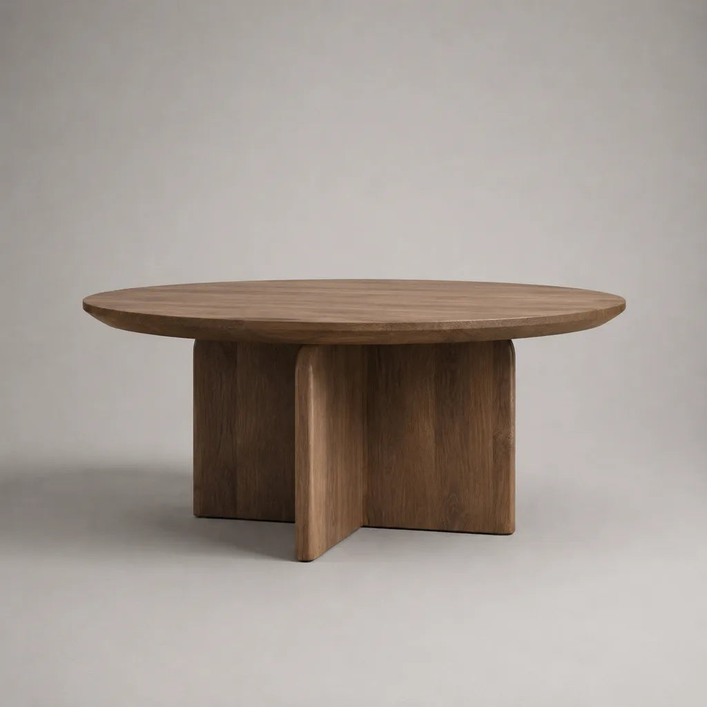 Tavolino rotondo in legno marrone, Ø 90 × H 40 cm