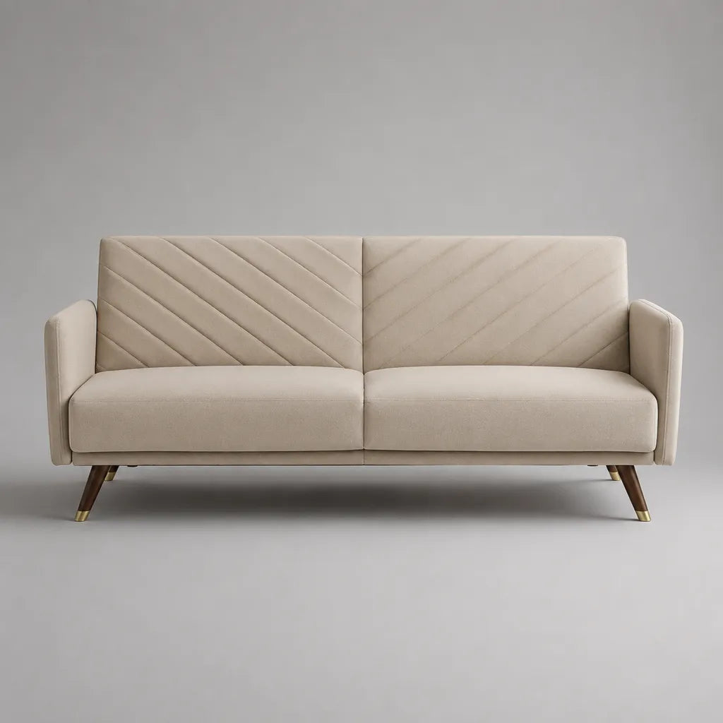 Divano 2 sedili in microfibra di poliestere beige, 190 × 82 × 82 cm