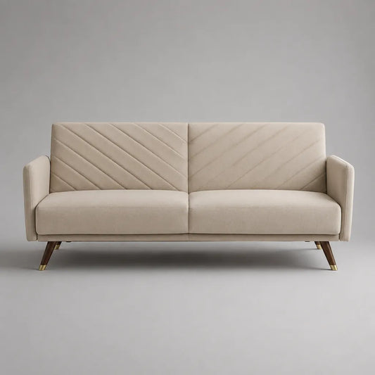 Divano 2 sedili in microfibra di poliestere beige, 190 × 82 × 82 cm