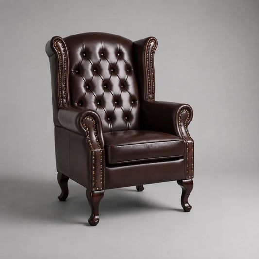 Poltrona in cuoio marrone scuro, coperto, 82 × 88 × 112 cm