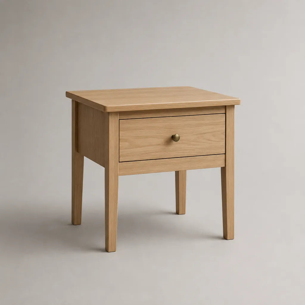 Scrivania rettangolare in legno con cassetto, rovere leggero, 45 × 40 × 55 cm